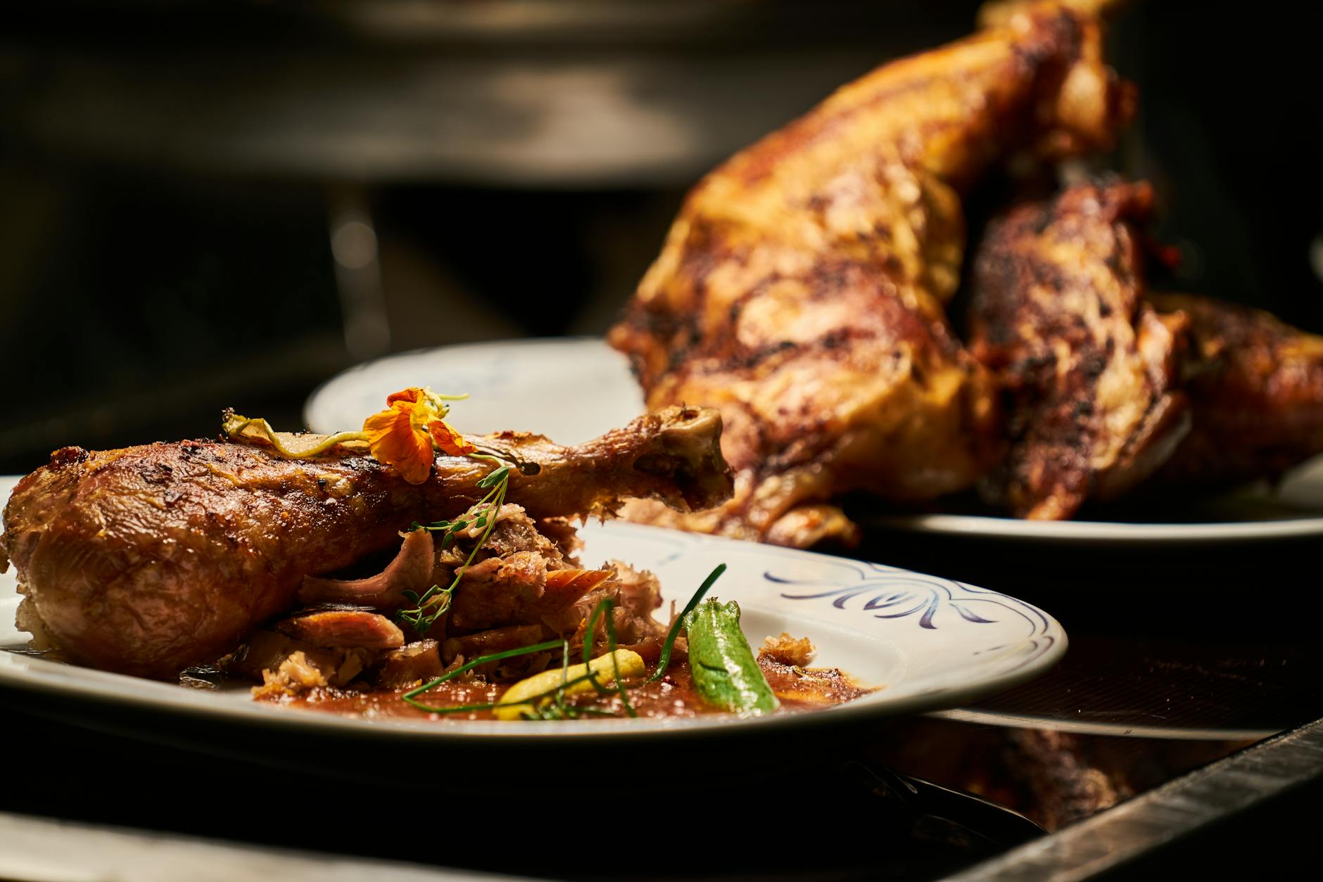 cooked chicken on white plate